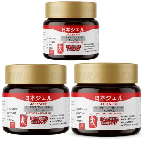 Image of Japanese Instant Pain Relief Soothing Massage Gel | Fast-Acting Muscle & Joint Comfort | With Mugwort Oil, Camphor & Lactic Acid | Relief for Back, Neck, Shoulders & Knees (100g (pack of 3))