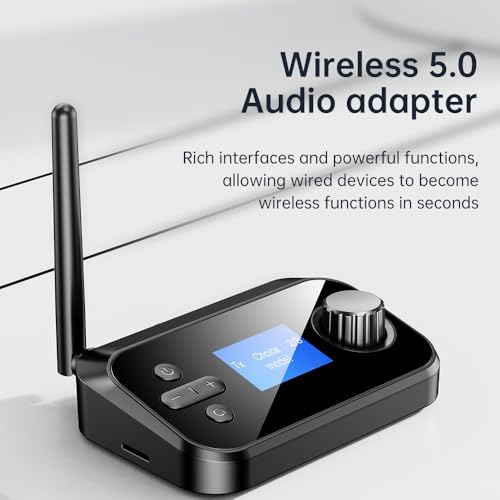 eppfun Bluetooth Transmitter for TV, Audio Adapter Receiver for Home Stereo with Volume Control ON/Off Switch LCD Display 3.5mm Aux/Optical/Coaxial/TFCard - Thumbnail 5
