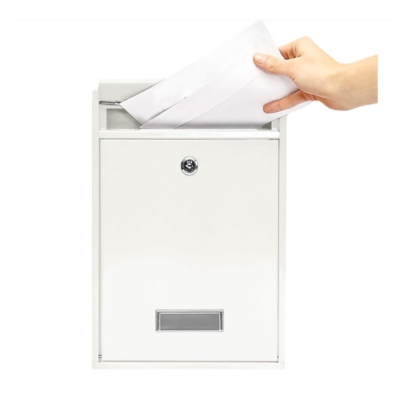 Vintage Letter Box Mailbox Mailbox Wall-mounted Post Mail Rainproof Lockable Box With Keys Decorative Suggestion Outdoor Lockable(White)