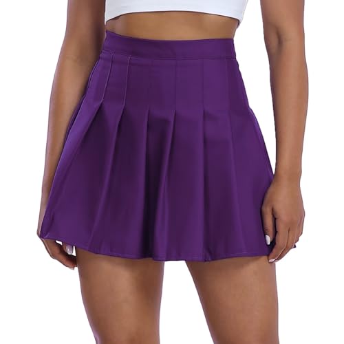 Image of Girls Pleated Skirts Tennis Skirt with Shorts High Waisted Mini Skort | Side Zipper, A-Line Cut,Stretchy Back Elastic Waistband, Athletic Golf Skorts, Uniform, Casual, Festival Outfit