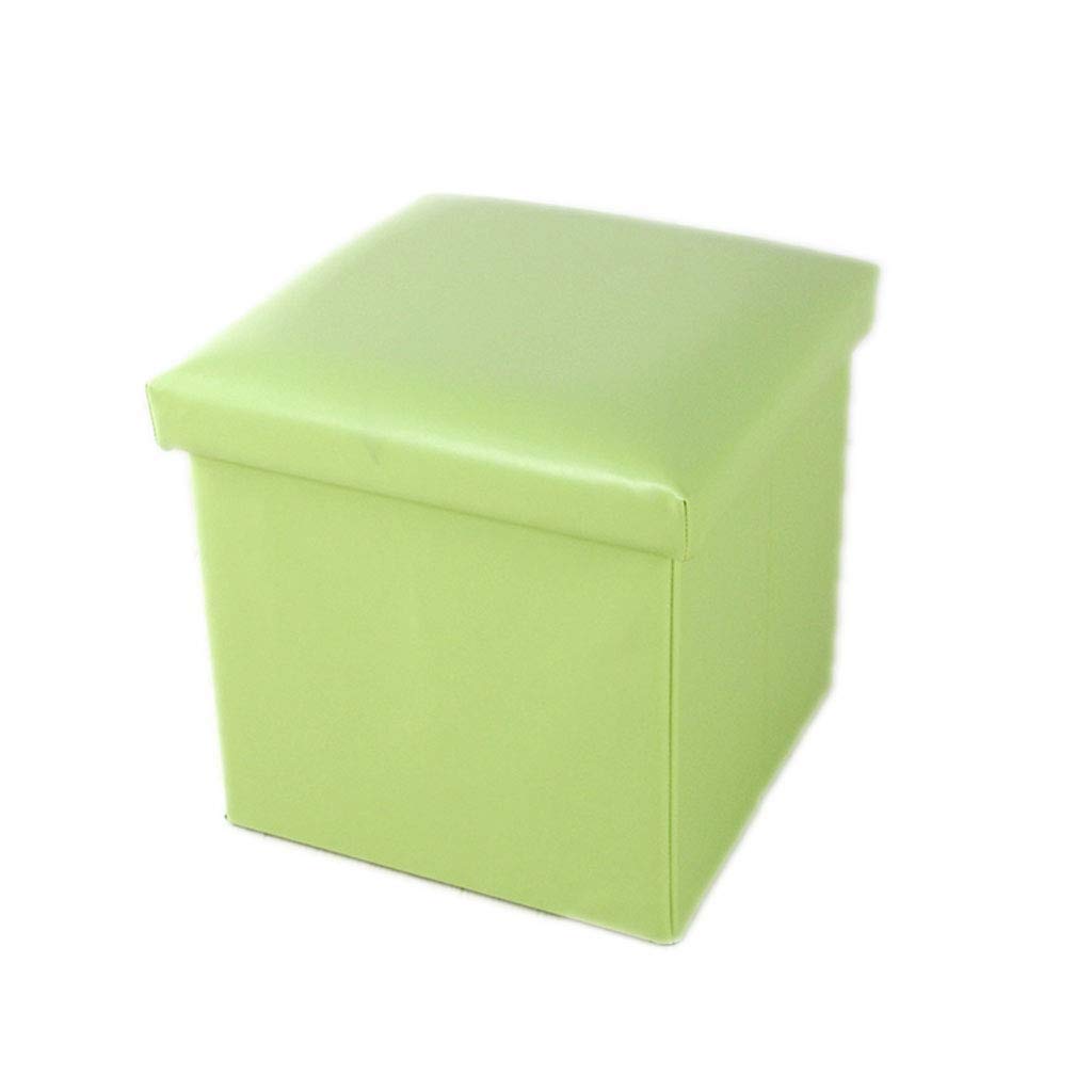 Pouf siège vert herbe pour ranger les jouets et chaussures du salon