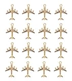 Ruwado 30 Pcs Airplane Charms 2.7 x 2.2 cm Cute Metal Vintage Plane Pendants for Women DIY Jewelry Making Necklace Bracelets Earring Keychain Scrapbooking Supplies (Gold)