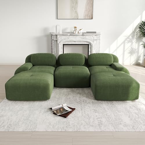 Dachetou U-Sofa Premium Pana Verde Modular Sin Montaje Antideslizante Apto Para Mascotas Reposabrazos Extra Ancho 32d Acolchado De Alta Elasticidad Para Salón Dormitorio Oficina Dachetou U-Sofa Premium Pana Verde Modular Sin Montaje Antideslizante Apto Para Mascotas Reposabrazos Extra Ancho 32d Acolchado De Alta Elasticidad Para Salón Dormitorio Oficina