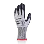 Donfri Cut Resistant Gloves High Performance Level 5 Protection Safety Work Gloves for Men Comfortable PU Coated Palm Cut Proof Gloves Gardening Food Grade Non-slip Machine Washable (L, 1)