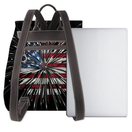 Sac à dos en cuir imprimé feu d'artifice unique et chic