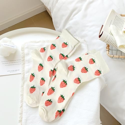 Image of Women's Cute Crew Socks, Casual Athletic Cotton Bowknot Cherry Calf Novelty Socks for Women