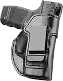 IWB Leather Holster for Ruger MAX-9, PSA Dagger Micro, Springfield Hellcat - Concealed Carry Holster, Fits 1.5'-1.75' Belts, Black - Right Hand
