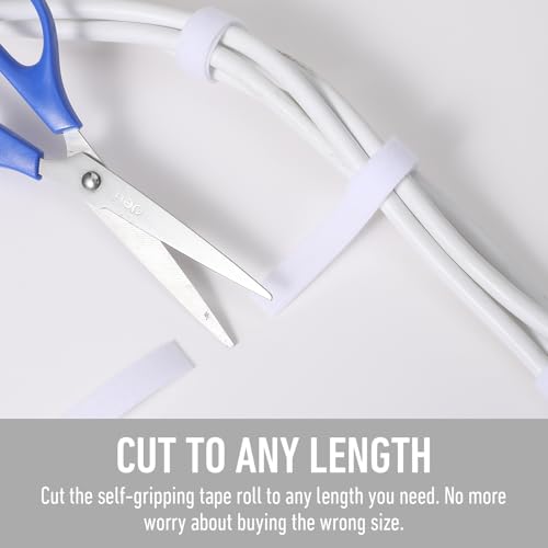Image of 3PCS Hook and Loop Roll Double-Sided Straps Self-Gripping Tape Fastener Roll Cut to Length Quick Wrap Cable Straps Reusable Multi-Purpose Wrap Fasteners for Home Office Fastening Storage