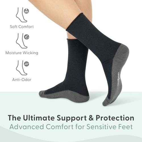 Orthofeet Extra Roomy Non-Binding Non-Constrictive Circulation Seam Free Black Socks, 3 Pack2