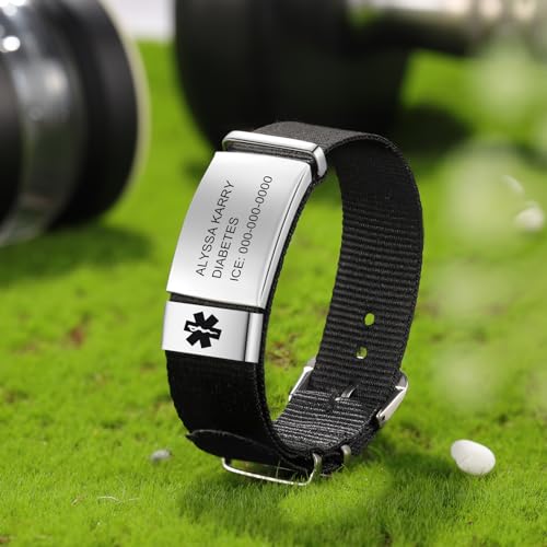 Emergency Medical Alert Bracelets for Women Men Adjustable Sports Medical ID Bracelets Custom Stainless Steel Medical Alert ID Bracelets4
