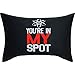 EXPRESS-STICKEREI You're in My Spot Coussin avec housse & inscription Big Bang Theory 40 x 60 cm Article de fan Sheldon Cooper Coussin décoratif avec rembourrage Noir Coussin de canapé