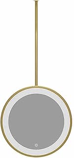 Ceiling Hanging Mirror,Round Iron Luminous Mirror,for Home Bathroom Hotel Restaurant Entrance,Single-Sided Luminescence(Gold,30cm)