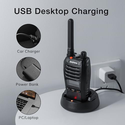 BAOFENG BF-88ST Pro PMR446 Licensed Rechargeable Walkie Talkie with Wide Range, LCD Display, Dual VOX Watch, Desktop USB Charger and Earphone for Outdoor Camping, 2PCS - Image 5