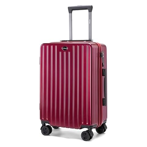 ETidy Carry On Luggage,PC+ABS Hardside With Spinner Wheels, TSA Lock, Cup Holder, Fashionable & Convenient Travel Suitcase, 3 Size Set 20" 24" 28"(Wine Red 20in) Cover