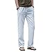 Produktbild HOEREV Men Casual Strandhosen Leinen Hose- Gr. M (Taille 33-35 zoll), Weiß