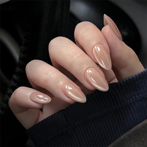 30 uñas postizas de color rojo y marrón, diseño profesional glamours, fácil de quitar, color rojo y marrón