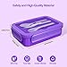 KEMETHY Bento Lunch Box for Kids, Purple, 4 Compartment Leakproof Lunch Box with Built-in Utensils, Microwave/Dishwasher/Freezer Safe, BPA-Free and Reusable