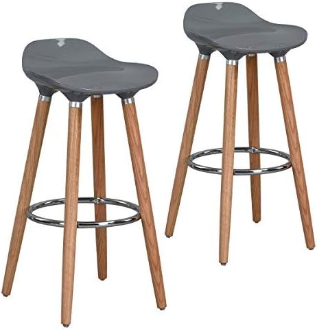 WOHOMO Kitchen Counter Height Bar Stools 32 Inches Grey Set of 2 Tall Barstools for Home Bar Kitchen Counter