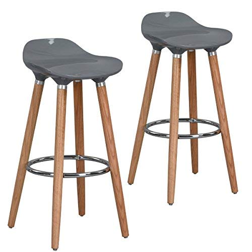 WOHOMO Kitchen Counter Height Bar Stools 32 Inches Grey Set of 2 Tall Barstools for Home Bar Kitchen Counter