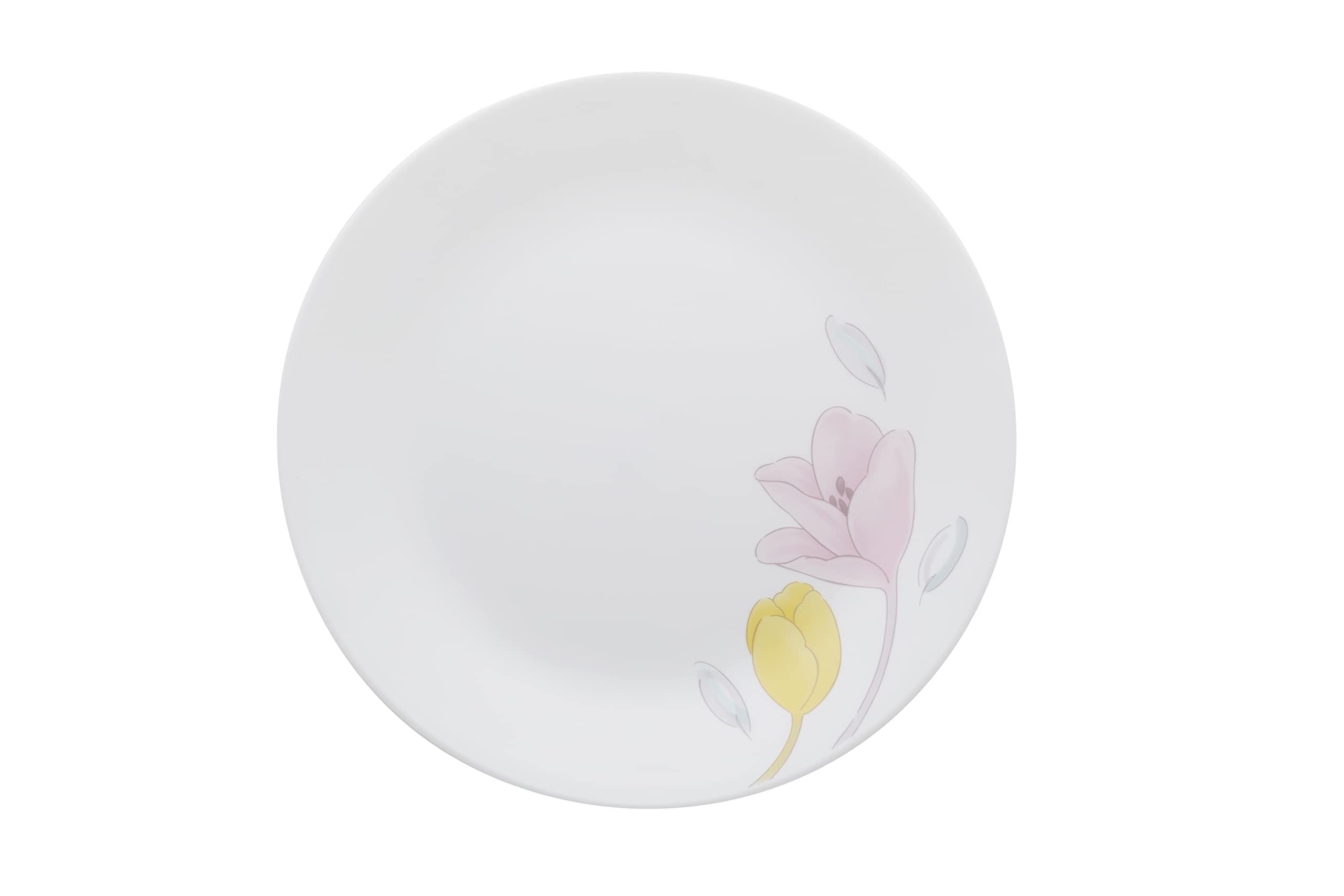 CORELLE Livingware Plus Elegance 26 cm Dinner Plate, Lightweight & Durable, Made of Vitrelle Glass, Microwave & Dishwasher Safe, Elegant Crockery for Dining & Gifting - Set of 6