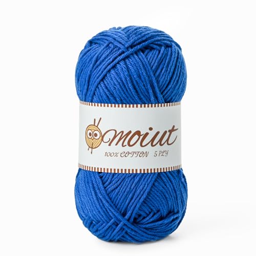 Image of Cotton Yarn for Crocheting, Baby Yarn for Crocheting Soft, 131yds / 1.76oz Fluffy Amigurumi Crochet Yarn, 5 Ply 100% Milk Cotton Yarn for Puzzle、Socks、Clothes(Blue)
