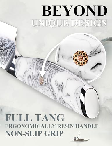 SHANGDAO Coltello da cuoco, coltelli da cucina giapponesi da 8 pollici in Damasco, coltello da cuoco con impugnatura in resina in acciaio VG10, chef's knives Including Gift Box - immagine 6