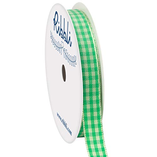 Ribbli Mint & Emerald Green Gingham Ribbon,100% Polyester Woven Edge,3 8 Inch x 10 Yard ,Check Ribbon,Easter Ribbon,Spring Ribbon use for Gift Wrapping,Party Decoration