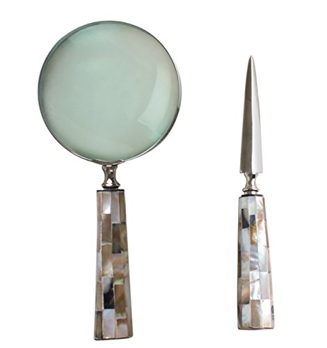 STORE INDYA Handheld Magnifier and Letter Opener Set with Handcrafted Sturdy Resin Handle