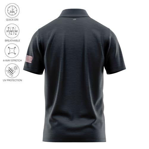 Image of Patriotic USA Golf Polo Shirt - Men's Performance Short Sleeve Moisture Quick Dry Fit Athletic Veteran UPF Stretch Casual Fun