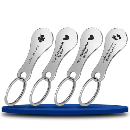 Moneda Carro Compra 4 Piezas, Fichas de Carrito de La Compra con Hermoso Diseño, Acero Inoxidable Extractor de Carro de la Compra el Ayudante Ideal para IR de Compras
