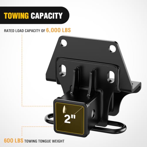 Image of Nilight 2 Inch Rear Trailer Hitch Receiver for Toyota 4Runner & Lexus GX470 | Fits 4Runner 2003-2022 and GX470 2003-2009, 6000 LBS Bolt-On Tow Hitch with Rubber Cover & Tightener Kit