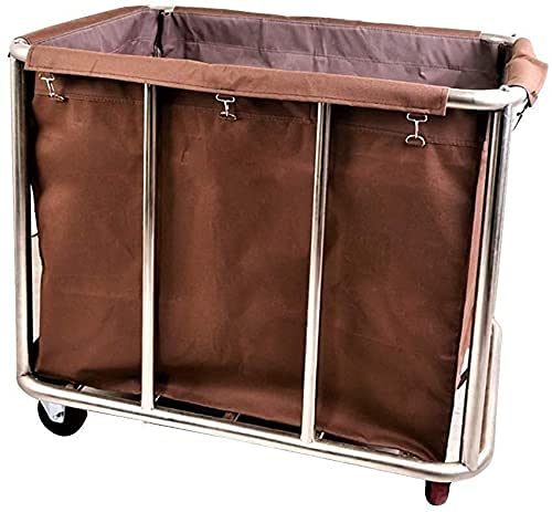 DFEDHF Shelf Movable Trolleys Removable Bags with Laundry Basket Rolling Laundry Sorter Stainless Steel Laundry Cart Hamper for Hotel/Home Storage Trolley,150Kg Load/Beige