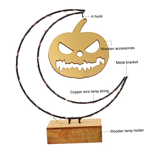 Gadpiparty 1Pc Luzes De Madeira De Halloween Chapéu Ao Ar Livre Acessórios De Joias Luz De Mesa Ao A