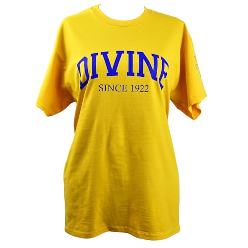 Sigma Gamma Rho T-Shirt - Divine and Sorority Name Design 100% Cotton Soft T-Shirt (US Alpha Large Regular Regular Gold)
