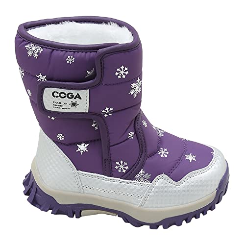 Image of Hopscotch Boys and Girls Cotton Printed Snow Boot in Purple Color