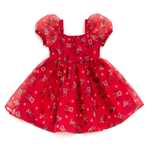 Vestido de organza infantil Disney con cuello cuadrado para eventos formales de niña