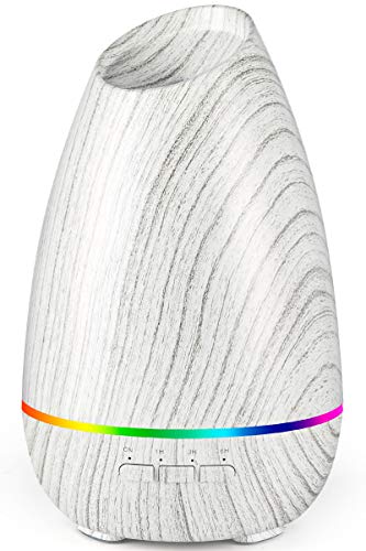 InnoGear Essential Oil Diffuser, 400ml Aromatherapy Diffusers for Essential Oils Cool Mist Humidifier with 4 Timer Adjustable Mist Waterless Auto-off for Home Office Bedroom (White Grey)