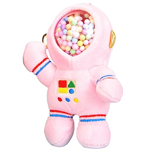 Holibanna llavero regalitos cumpleaños Artilugio banana Poseedor rana relleno muñeco salpicadero coche colgante de llave decoración adorable decoración de astronauta de peluche algodón rosa