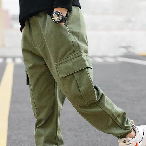 JEYPINMI Big Boys Slim Fit Cargo Joggers Pants with Pockets Jogging Bottoms Sweatpants Sports Casual Trousers2