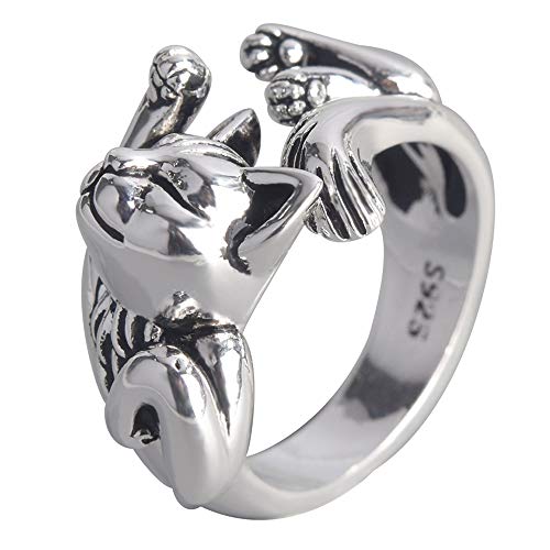 kelistom Vintage Silver Animal Open Ring, Adjustable Frog, Snake, Dragon, Cat Finger Ring for Women Men Fashion Party Jewelry