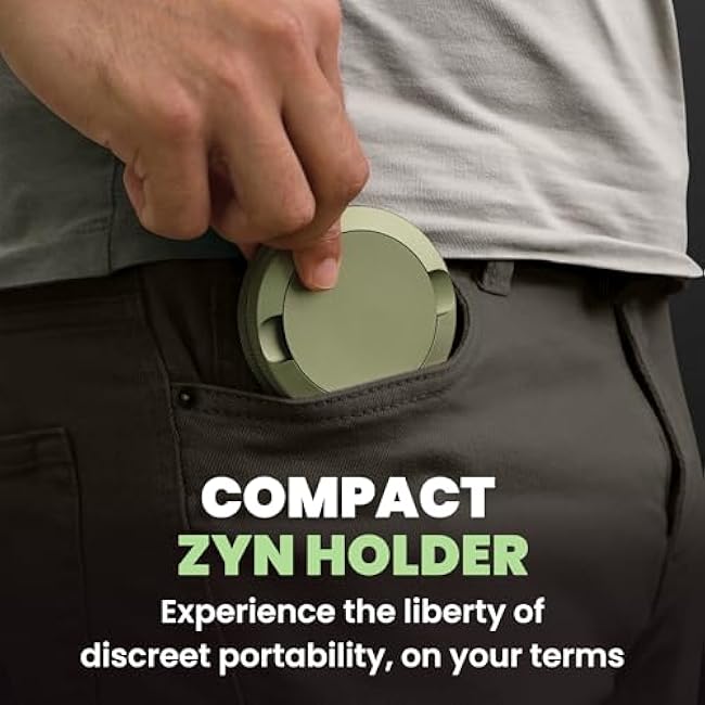 Premium Zyn Metal Can | Zyn Holder | Metal Zyn Container | Moisture & Odor Proof Container | Aluminum Zyn Can & Organizer | Dip Can | Zyn Tin | Zyn Gifts for Men | Plain, Military Green