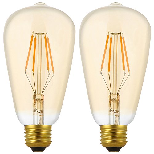 2X E27 Ampoule Filament LED 4W Ampoules Edison Vintage Dimmable ST64 Ampoule Rétro LED Blanc Chaud 2200K Lampe Edison AC220V Cover
