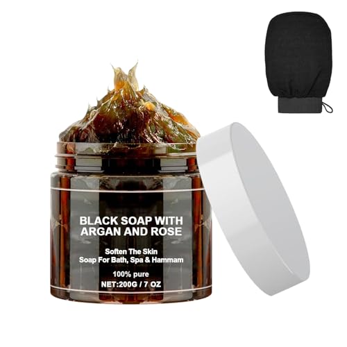 Generic Black Beldi Soap, Moroccan Black Soap, Black Beldi Soap Kessa Glove, Zawina Morocco Black Beldi Soap, Zawina Morocco Body Exfoliator Scrub, Body Cleansers (1PCS)