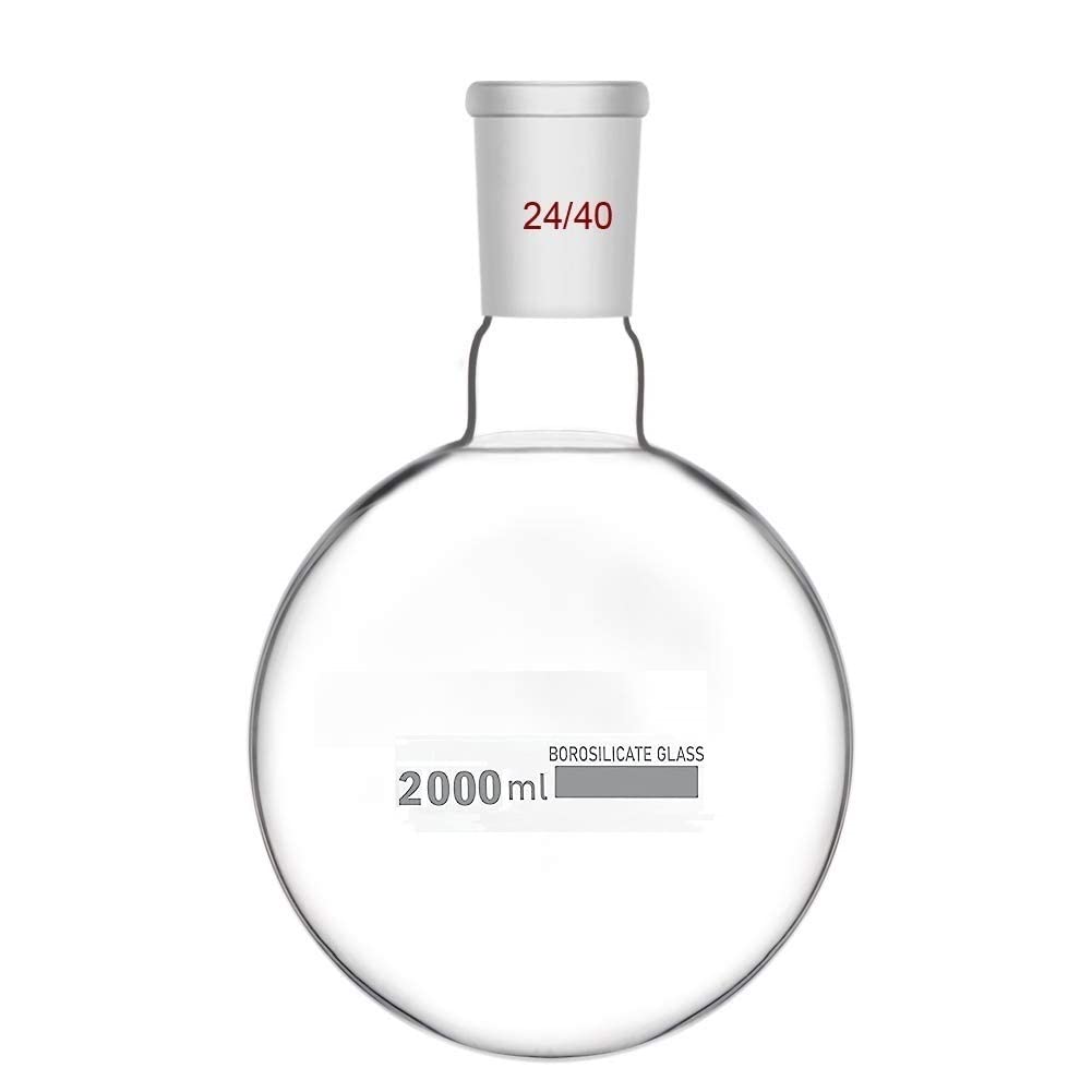 FZN Borosilicate Glass Round Bottom Boiling Flask with Inter Changeable Joint. 2000 ML Capacity. Distillation Flask