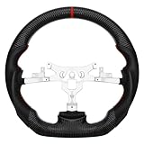 MOTAFAR Carbon Fiber D-shaped Red stitching Steering Wheel for Chevrolet Corvette C6 2006-2011 ZR1 Z06 Leather Grip Flat-bottom Preforated Steering Wheel