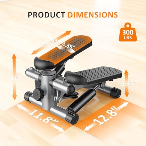 Image of Stair Stepper with Resistance Bands for Home Exercise, Mini Stepper Machine for Indoor Fitness, Portable Home Gym Stepper for Full Body Workout, 300LBS Capacity