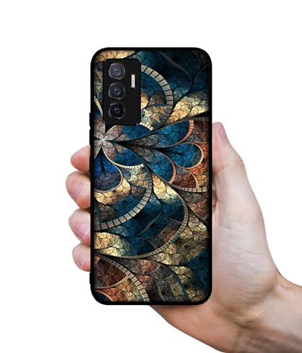 Image of Fractional Pattern Design Premium 2D Printed Metal Back Case Cover for Vivo V23E 5G / Y75 4G