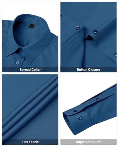 Image of J.VER Womens Dress Shirts Long Sleeve Button Down Shirt Wrinkle-Free Business Casual Blouse Office Work Tops