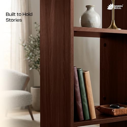 Image of Green Soul Avenor 5 Shelves Engineered Wood Book Shelf | Multipurpose Wooden Bookshelf for Home, Bedroom, Living Room, Study Room, Kids Room | Organizer | Storage | 3 Year Warranty (Rolex Brown)