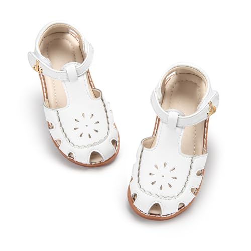 Image of THEE BRON Toddler Girls Closed-Toe Sandals Sweet Retro Cutout Summer Dress Shoes
